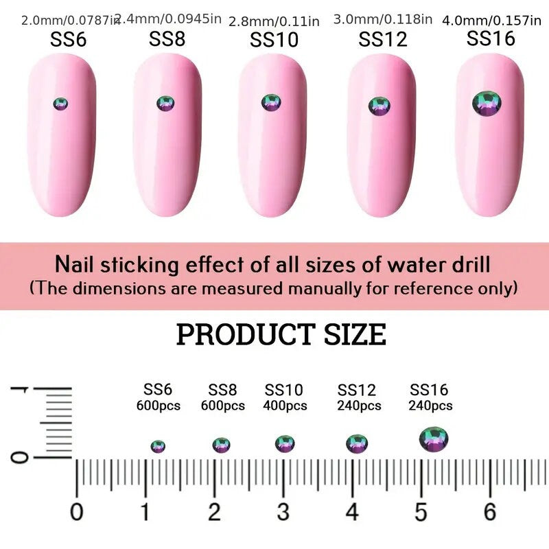 St.Patrick's Day Crystal Rhinestones Green Flame 2080 Pcs Nail Art Rhinestones Round Beads Flatback Glass For Nail Crafts Makeup Decorations