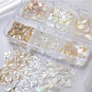 6 Grids/Box Naturally Bright And Thin Irregular Shell Fragments Iridescence Color Abalone Shell Nails Decoration