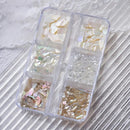 6 Grids/Box Naturally Bright And Thin Irregular Shell Fragments Iridescence Color Abalone Shell Nails Decoration