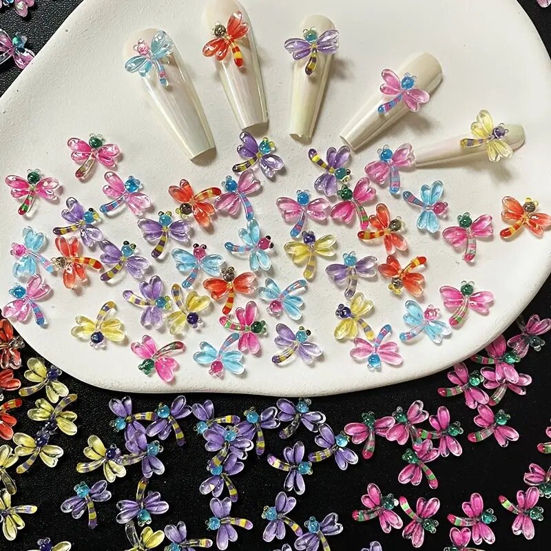 20pcs Nail Art Decoration | Women's Random Dragonfly Design Nail Decoration Accessories