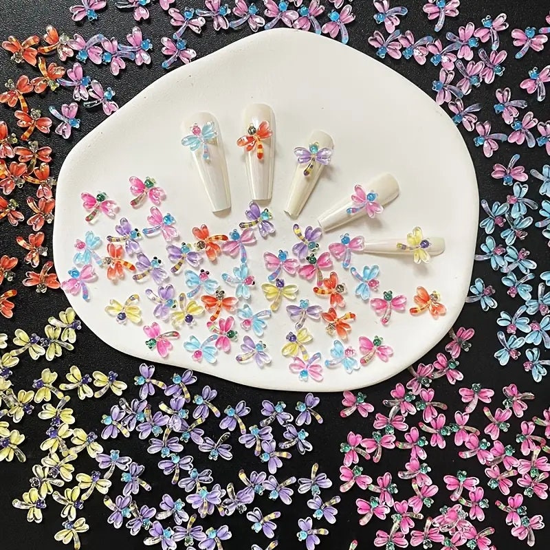 20pcs Nail Art Decoration | Women's Random Dragonfly Design Nail Decoration Accessories