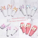 Bow Nail Charms For Acrylic Nails 3D Art Nail Charms Aurora Bow Nail Decoration Sticker Resin Manicure Jewelry Large Size Bow