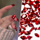 Irregular Red Nail Rhinestones Flat Back Clear Glass Shape Nail Rhinestones Nail Art Decoration Craft Accessory