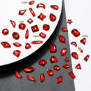 Irregular Red Nail Rhinestones Flat Back Clear Glass Shape Nail Rhinestones Nail Art Decoration Craft Accessory