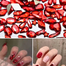 Irregular Red Nail Rhinestones Flat Back Clear Glass Shape Nail Rhinestones Nail Art Decoration Craft Accessory