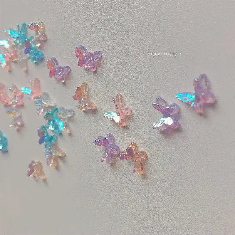 20pcs Resin Aurora Butterfly Nail Decoration