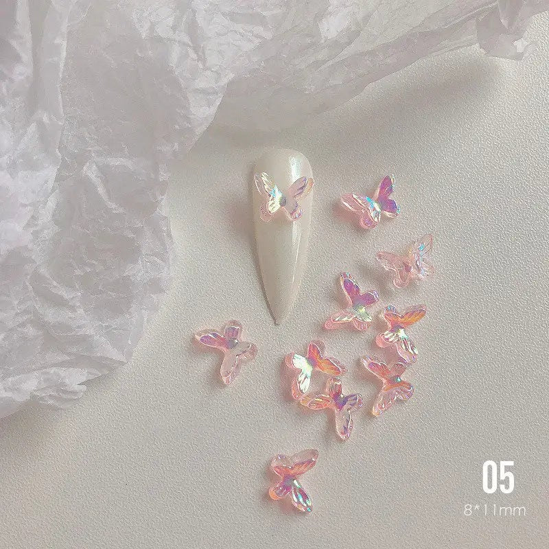 20pcs Resin Aurora Butterfly Nail Decoration