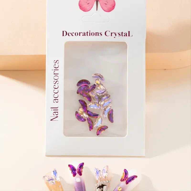 20 Pcs 3D Nail Art Decorations Butterfly Manicure Jewelry Nail Rhinestones Transparent DIY Nail Art Manicure Accessories