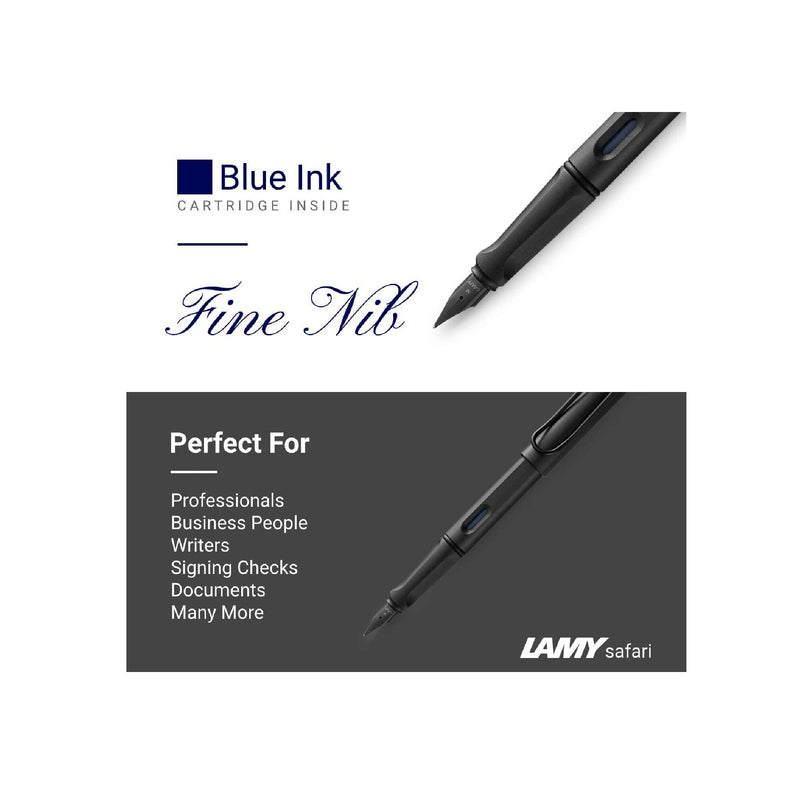 Boxiti Set Lamy Safari Fountain Pen Charcoal Fine Nib Black In