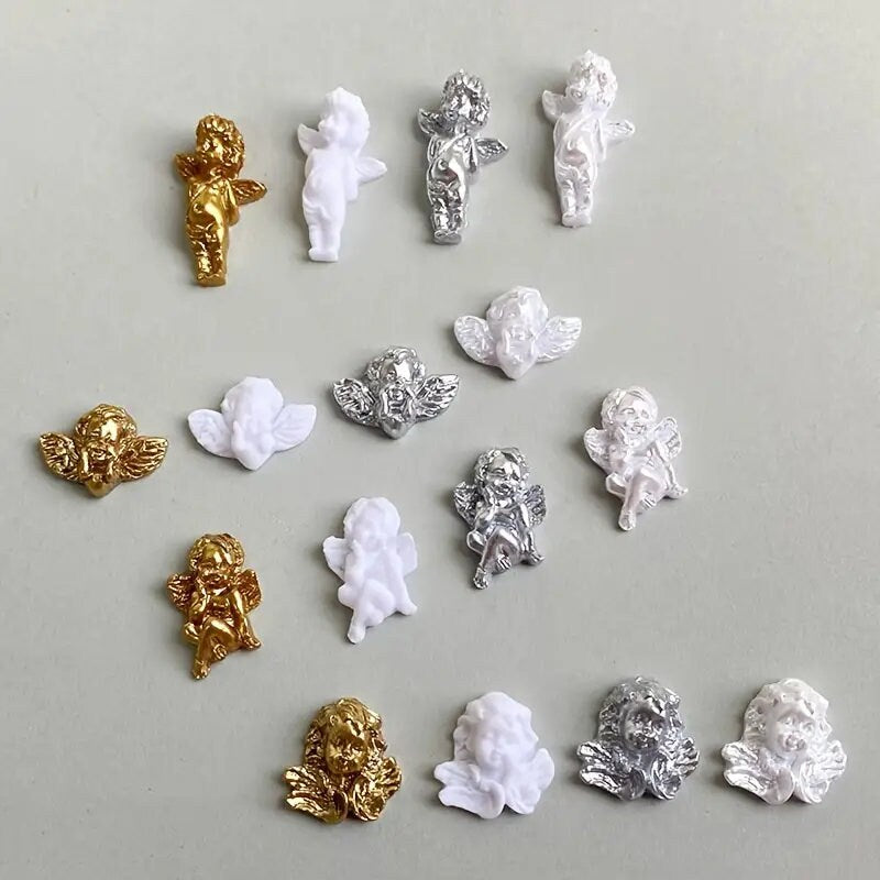Angel Shape Nail Charms | Silvery Nail Gems | Metal Nail Stones | For 3D Nails Art Decoration Jewelry Making