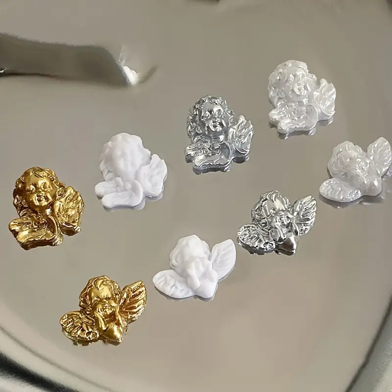 Angel Shape Nail Charms | Silvery Nail Gems | Metal Nail Stones | For 3D Nails Art Decoration Jewelry Making