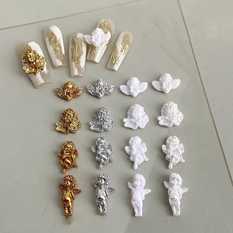 Angel Shape Nail Charms | Silvery Nail Gems | Metal Nail Stones | For 3D Nails Art Decoration Jewelry Making