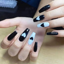 2 Pcs Black White Love Heart 3D Nail Art Stickers Set Mixed Sizes Valentine's Heart Design Adhesive Decal Polish Slider Heart