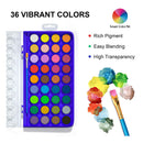 Smart Color Art Set Of 36 Watercolor Trays | Watercolor Paint Set With 4 Brushes