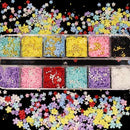 3D Flower Nail Decoration | 12 Grids 3D Acrylic Flowers Nail Art With Artificial Gold Silver Pearl | DIY Nail Art Design Decoration