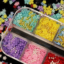 3D Flower Nail Decoration | 12 Grids 3D Acrylic Flowers Nail Art With Artificial Gold Silver Pearl | DIY Nail Art Design Decoration