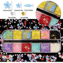 3D Flower Nail Decoration | 12 Grids 3D Acrylic Flowers Nail Art With Artificial Gold Silver Pearl | DIY Nail Art Design Decoration