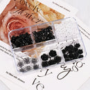 6 Grids Black Rose 3D Nail Art Decorations Resin Acrylic Engraved Flowers Design Mixed Round Pearls Beads Charm Nail Parts DIY Jewelry