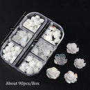 90 Pcs Camellia Nail Decoration White Rose Flower Nail Decoration