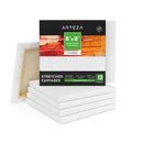 Stretched Canvas | Pack of 12 | 8 x 8 Inches | Square White Canvases | 100% Cotton | 8 oz Gesso-Primed