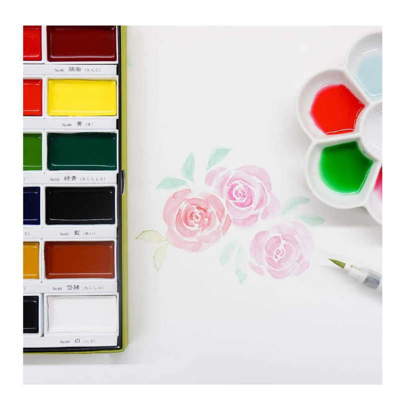 Kuretake Gansai Tambi Watercolour Paint Set Art Artists 12 18 24 36 48  Colours