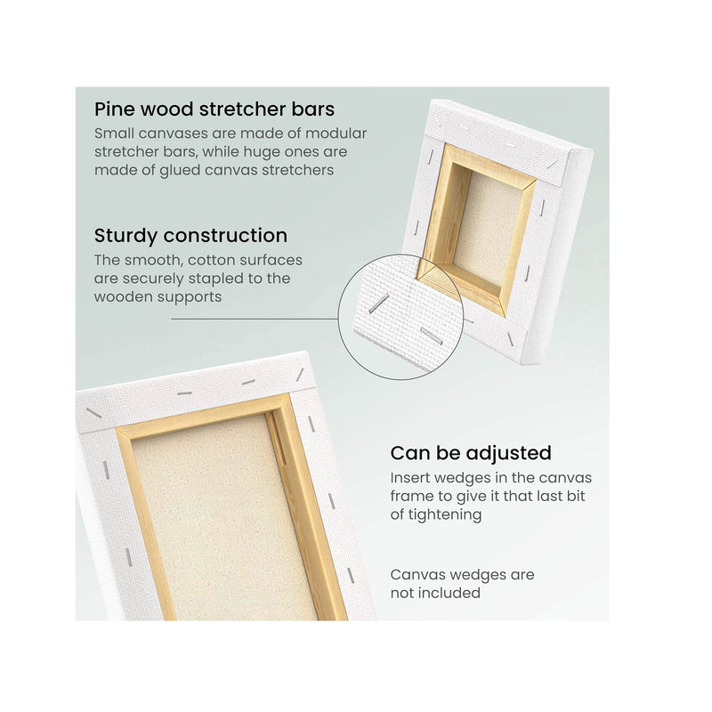 Stretched Canvas | Multipack | 2 of Each | 100% Cotton | 8 oz Gesso-Primed