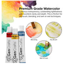GenCrafts | Watercolor Paint Set Of 50 Premium Vibrant Colors | 12ml, 0.406 Oz