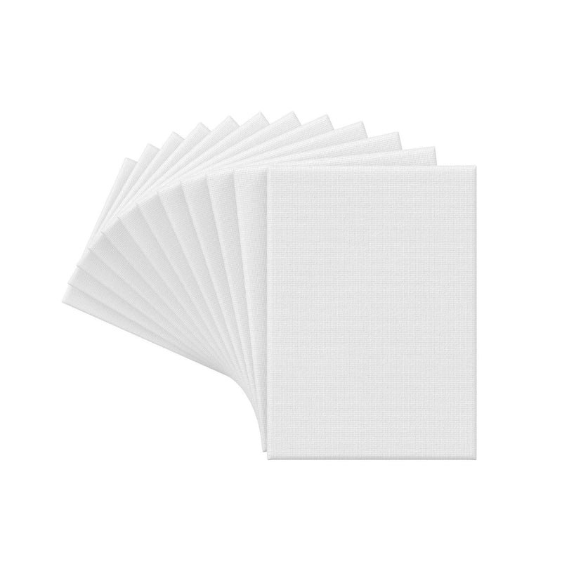 Stretched Canvas | Pack of 12 | 8 x 10 Inches | Blank White Canvases | 100% Cotton | 8 oz Gesso-Primed