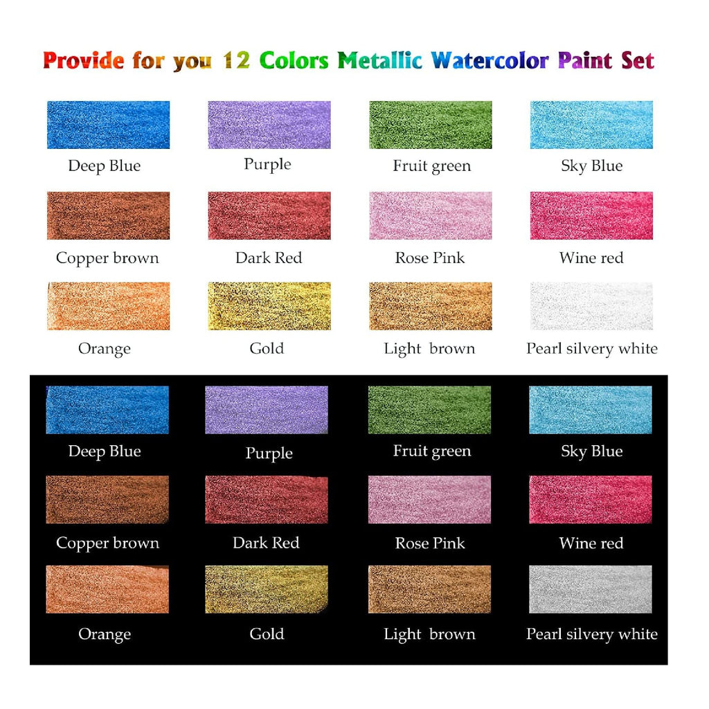 Emoqi  Metallic Watercolor Paints Set Metallic Glitter Watercolor Sol