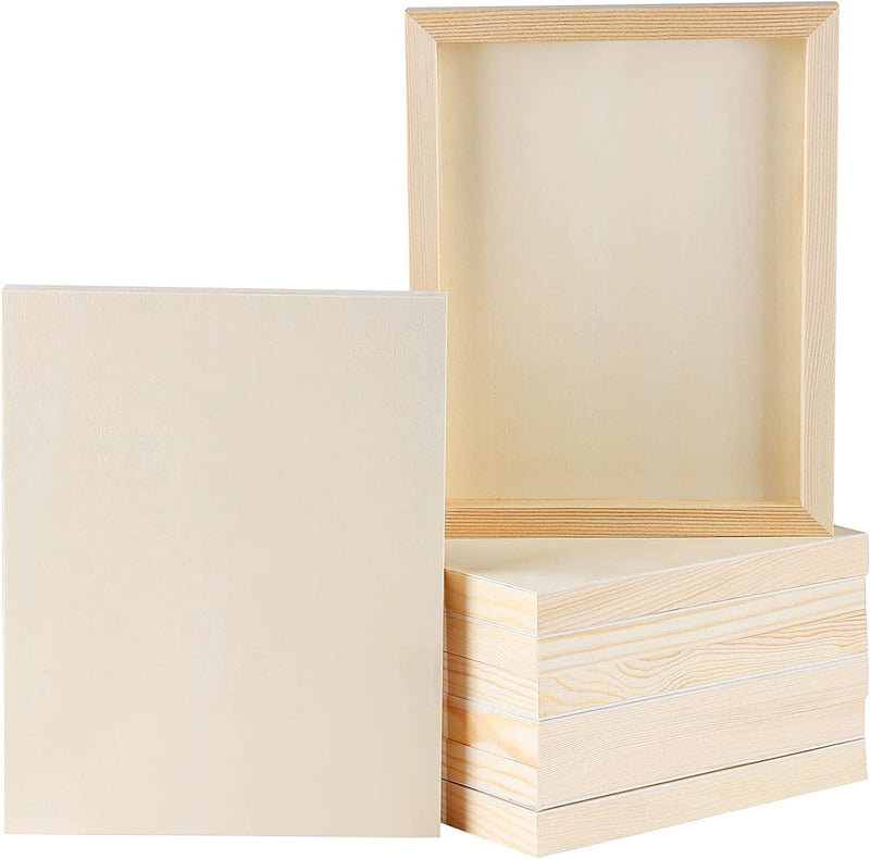 ADXCO 8 Pack Wood Panels 8 x 10 inch Wooden Canvas Board Unfinished Wooden Panel Boards for Painting, Arts, Pouring Use with Oils, Acrylics