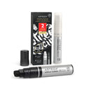 Acrylic Paint Pens | Set of 2 | White & Black | 3-in-1 Multi-Line Nibs | 5–15 mm Line | UV-Resistant Paint Markers