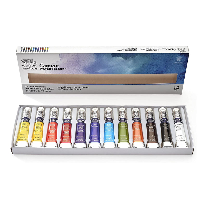 Winsor And Newton | Watercolor Cotman | Set Of 12 Tubes Of 8 Ml