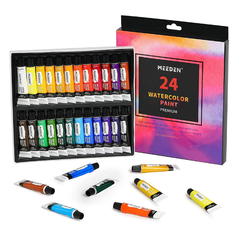 MEEDEN | Watercolor Paint Set Of 24 Vibrant Colors In 12Ml Tubes