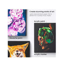 Black Sketch Paper Foldable Canvas Pad | Folded Size 5x6.6 Inches | 20 Sheets | DIY Frame | Acid-Free Heavyweight Paper 246lb/400GSM