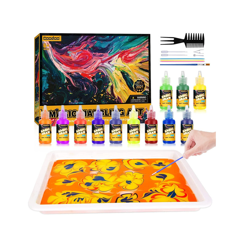 Upgrade 12-Color Marbling Paint Arts & Crafts Gifts for Kids | Art Kits Create Your Own Unique Painting