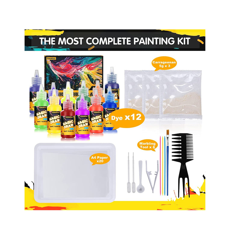 Upgrade 12-Color Marbling Paint Arts & Crafts Gifts for Kids | Art Kits Create Your Own Unique Painting