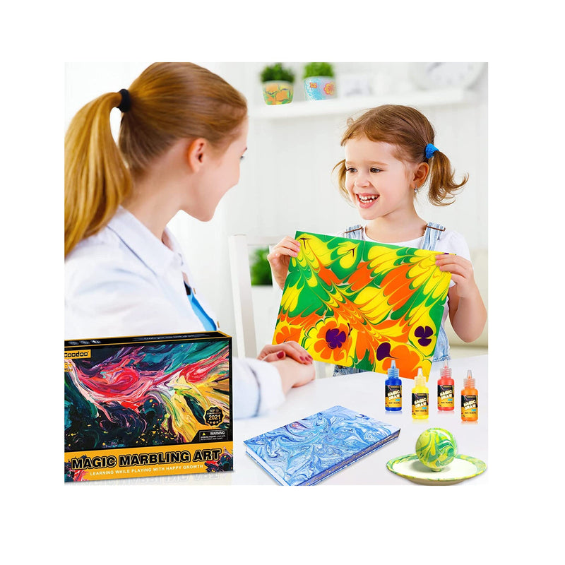 Upgrade 12-Color Marbling Paint Arts & Crafts Gifts for Kids | Art Kits Create Your Own Unique Painting