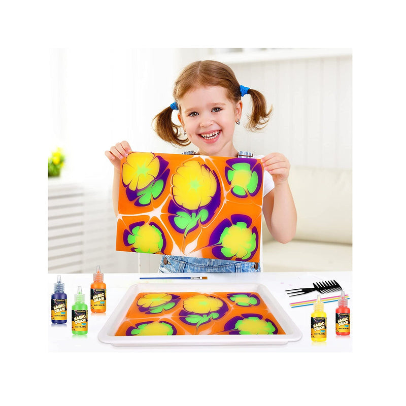 Upgrade 12-Color Marbling Paint Arts & Crafts Gifts for Kids | Art Kits Create Your Own Unique Painting