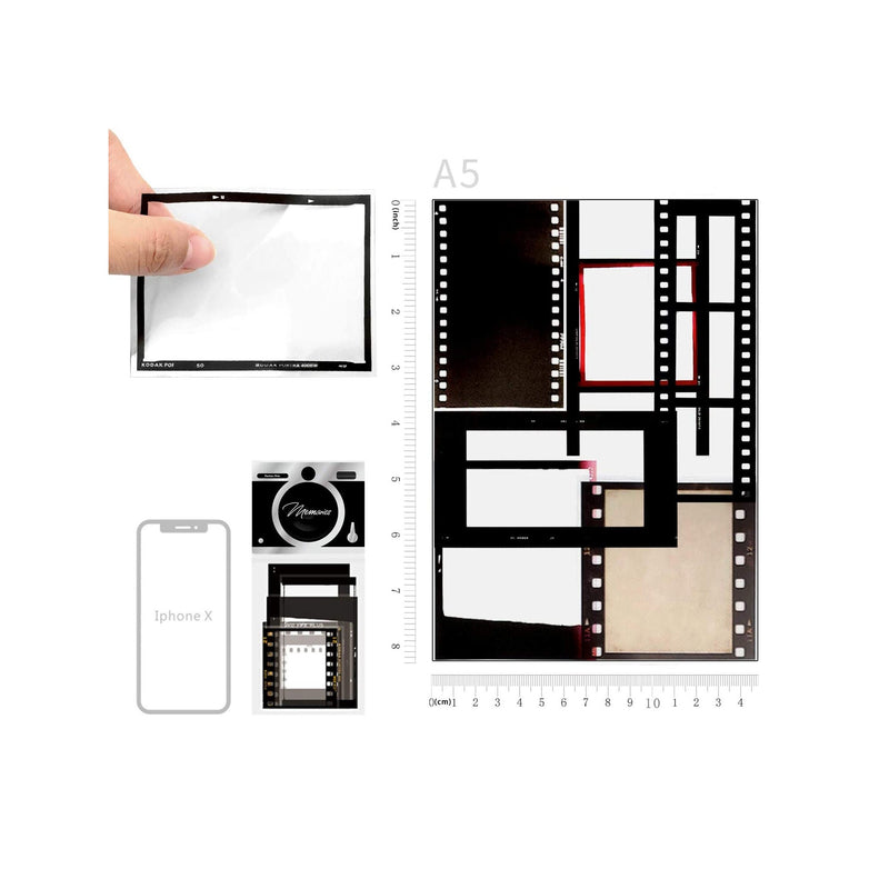 5 Packs Retro Camera Film Sticker Decorative Filmstrip Scrapbook Sticker Photo Frame Sticker