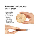 Wood Slices | 45 Pieces | With Bark Natural Unfinished Pine 2.4"-2.8" Diameter Smooth Sanded Surface | Includes 50' of Natural Jute Twine