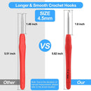 Vodiye Crochet Hooks | Professional Extra Long  4.5mm Crochet Hook | Ergonomic Handle Crochet Hooks Set, Crochet Needle for Beginners