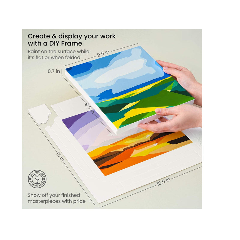 Acrylic Paper Foldable Canvas Pad | 9.5x9.5 Inches | 20 Sheets | DIY Frame | Heavyweight Acrylic Paint Paper | 220 lb | 360 GSM | Acid-Free