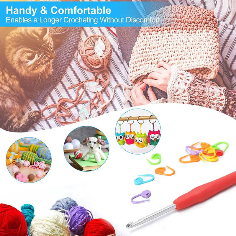 Vodiye Crochet Hooks | Professional Extra Long  4.5mm Crochet Hook | Ergonomic Handle Crochet Hooks Set, Crochet Needle for Beginners