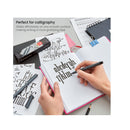 Calligraphy Markers | Set of 6 | Water-Resistant Black Ink | Flat Chisel-Tip Marker Pens | 2mm and 4mm Nibs