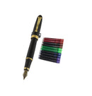 Jinhao 450 Normal nib Fountain Pen Black with 5 color Gullor Ink Cartridges