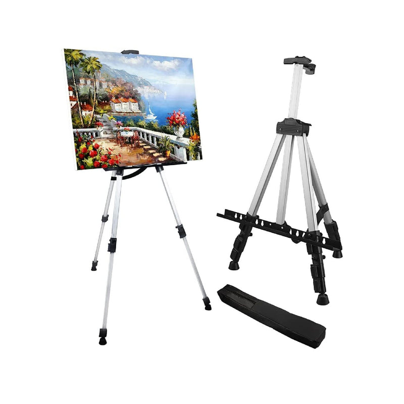 Artist Easel Stand | RRFTOK Aluminum Metal Tripod Adjustable Easel for Painting Canvases Height from 17 to 66 Inch