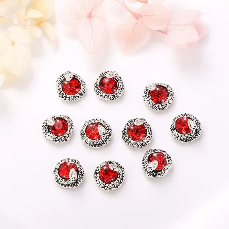 10 Pcs 3D Metal Animal Snake Charm | Cute Nail Accessories For Women Girls, Nail Decoration Jewelry Making Crafts