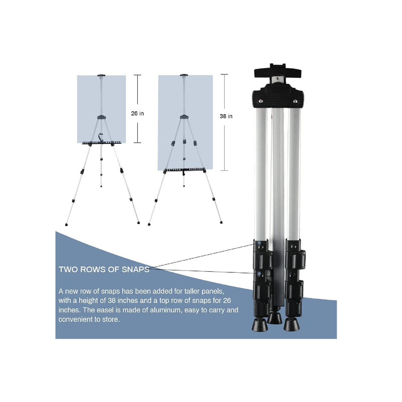 Artist Easel Stand | RRFTOK Aluminum Metal Tripod Adjustable Easel for Painting Canvases Height from 17 to 66 Inch