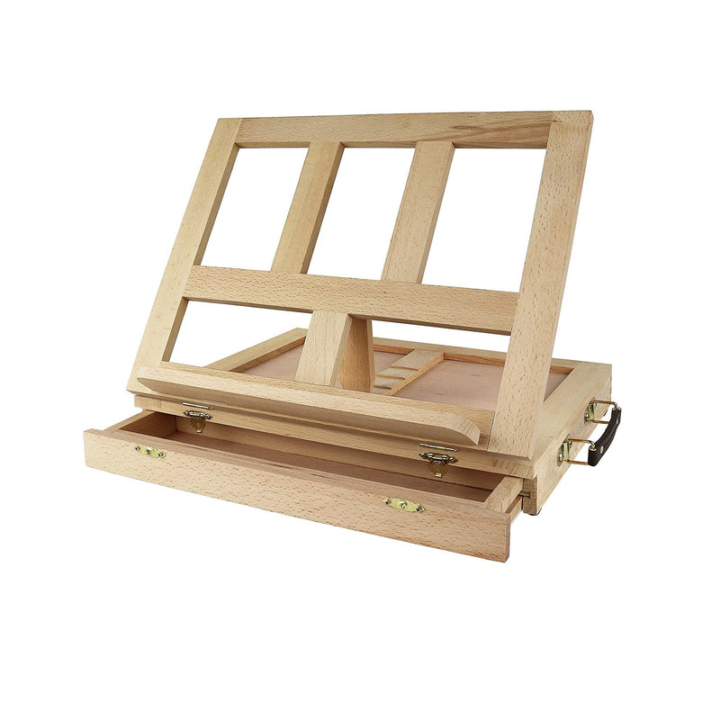 Greenco Beech-Wood Portable Art Desk Easel and Book Stand with Drawer
