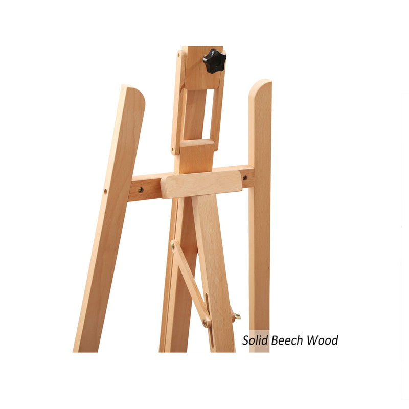 MEEDEN Large Painters Easel Adjustable Solid Beech Wood Artist Easel,  Studio Easel for Adults with Brush Holder, Holds Canvas up to 48